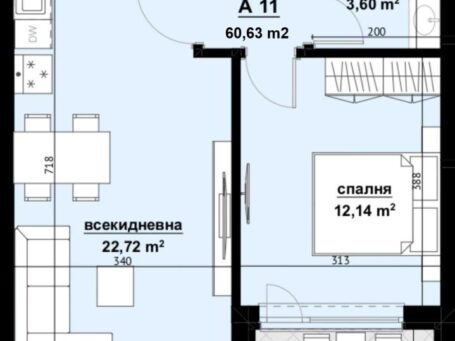 ID 556 Двухкомнатная квартира план